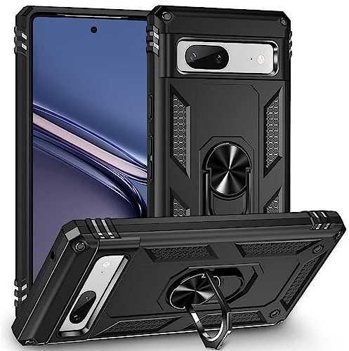 CoolGadget Outdoor Handyhülle für Google Pixel 7a Stoßfest mit Ring Schwarz | Panzerhülle im Defender Design, Ringhalter mit Standfunktion, rutschfest, robuster Rundumschutz