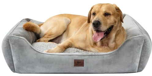 Snocyo Hundebett Mittlgroße und Kleine Hunde 75×65×20cm, Waschbare Hundekissen, Bezug abnehmbar, Hundesofa Hundekorb mit erhöhten Ränder, Flauschige Katzenbett Hundebett mit Noppen, Grau