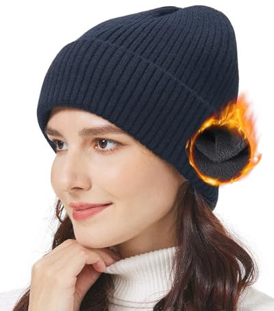 Zylioo XL-XXL Strickmütze Mit Fleece Fütterung,Wintermütze Beanie Mütze Für Großen Kopf, Übergroße Winter Warme Watch Cap