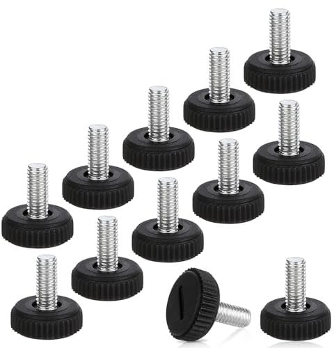 Teaaha Lot de 12 pieds de meubles réglables en hauteur - Pieds de table - Noir - Pieds de nivellement pour meubles, chaises, table (M6 x 20 mm)
