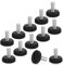 Teaaha Lot de 12 pieds de meubles réglables en hauteur - Pieds de table - Noir - Pieds de nivellement pour meubles, chaises, table (M6 x 20 mm)