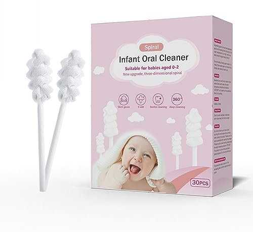 FUZYXIH Limpiador de lengua portátil para bebé, 30 unidades, limpiador desechable de boca de bebé, cepillo de dientes de gasa suave, cepillo de dientes para bebés