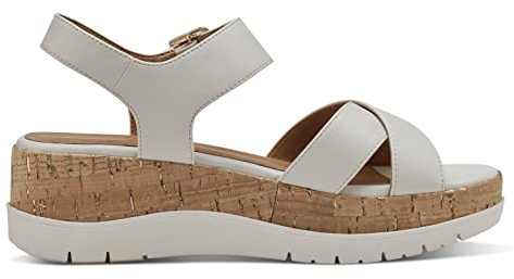 Tamaris Damen Sandaletten, Frauen Sandalen,Sommersandalen,bequem,flach,Sommerschuhe,Freizeitschuhe,offene Schuhe,Strandschuhe,Ivory,40 EU