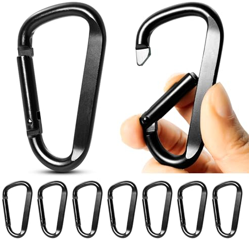 Okoss 9 Stück Schraubkarabiner,Karabiener Haken D-Clip Karabiner Schwarz 6,7cm Karabinerhaken Aluminium Karabiner Set Karabiner-Clip Schnapphaken für Camping Angeln Reisen Wandern Rucksack Gürtel