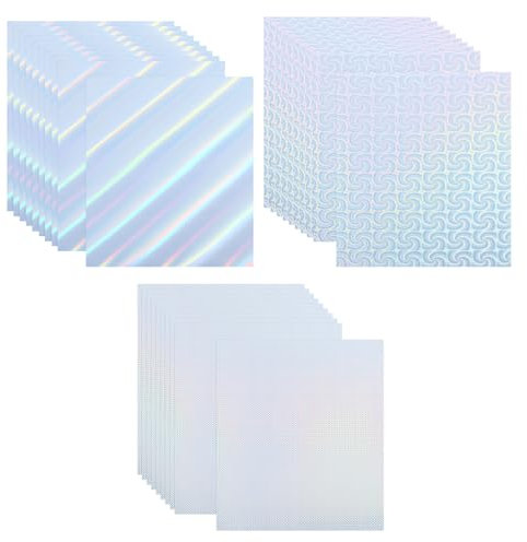 PATIKIL Papel adhesivo holográfico imprimible de 11,7 x 8,2, 30pcs A4, de vinilo holográfico brillante, arcoíris, resistente al agua, para impresora de inyección de tinta, 3 estilos