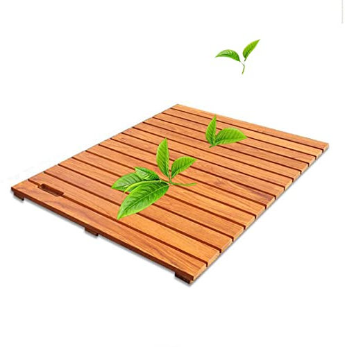 LeGDOr rutschfeste Bambus-Badezimmermatte, Duschmatte aus Holz, Bambusmatte, rutschfeste Badematte, luxuriöse Spa-Matte, Holzmatte für Badewanne, anpassbar, 80 x 80 cm