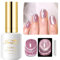 Imtiti Pink Cat Eye Gel Nail Polish, 15ml Glitter Pink Holographic Reflective Sparkle Flash UV Soak Off Gel Nail Polish with Magnetic Stick 1Pcs