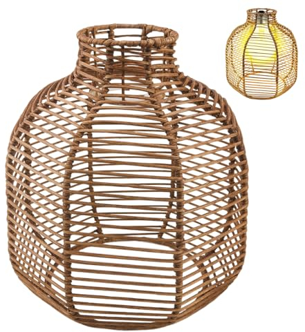 Abat-jour Plafond 22cm Abat Jour Rotin Corde Tissée à la Main Style Boho Décoration de la Maison pour E27 E14 Applique Suspendue Lampadaires Suspension Lustre