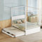 TOTITOM 140 x 200 Himmelbett, Pritsche mit ausziehbarem Einzelbett und DREI Ablagefächern, Weiß (White)