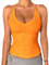 Danysu Tank Top Damen Mit Integrierter BH Sexy V-Ausschnitt Spaghetti Top Ärmellos Sommer Gerippt Tanktops Sport Oberteile Basic Shirt Camisole Einfarbig Neon-Ringelblume, Mittel