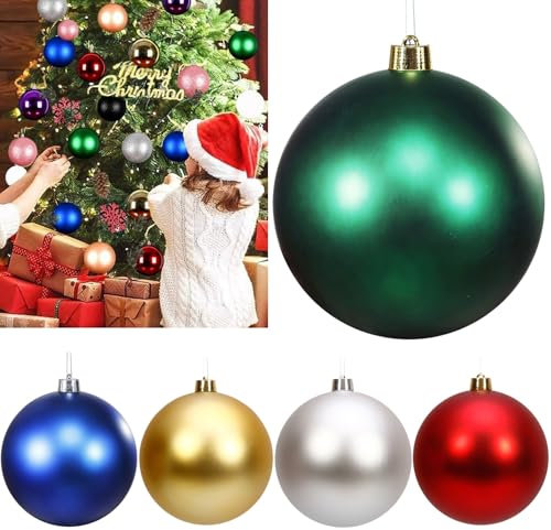 Weihnachtskugeln Groß Dekokugel,7.8 Inch Wetterfeste Riesen XXL Outdoor Draußen Kunststoff Weihnachtskugel,Aussen Christbaumkugeln Kugeln Weihnachten Baumkugel mit Aufhänge Öse (Green)
