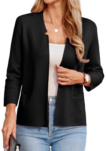 GRACE KARIN Cardigan Donna Blazer Corto Vintage Elegante Giacca Estiva Bolero Casual Leisure Cardigan Ufficio M Nero -1