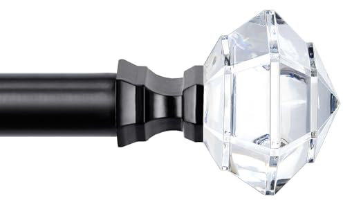 HOTOZON Vorhangstange Schwarz 80 bis 218cm, Ausziehbare Gardinenstange mit Diamantfoemige Endstücke, Dekorative Vorhangstangen für Wohnzimmer, Esszimmer, Küche und Schlafzimmer