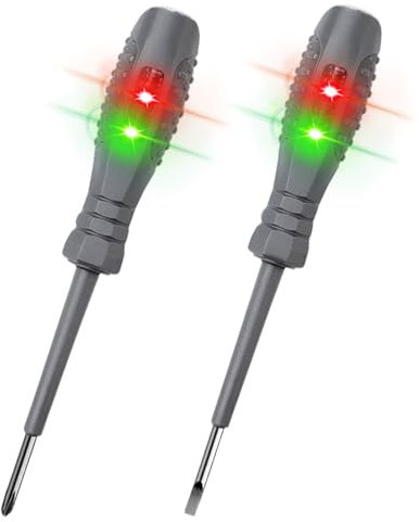 2 in 1 High Torque Strong Magnetic Screwdriver Electricity Detector, Non-Contact Two-Color Screwdriver Photoelectric Pen 12V-220V Voltage Tester, Flathead + Crosshead
