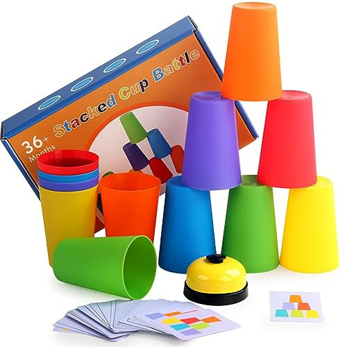 Sport Stapelbecher Training pädagogisch für Kinder Flying Cup Speed Cup mit 50 Bildkarten