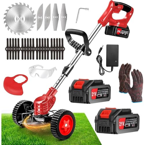 OISE ART STORE Trade Shop - Decespugliatore A Batteria 21v Tagliabordi Elettrico Altezza Regolabile per Giardini -
