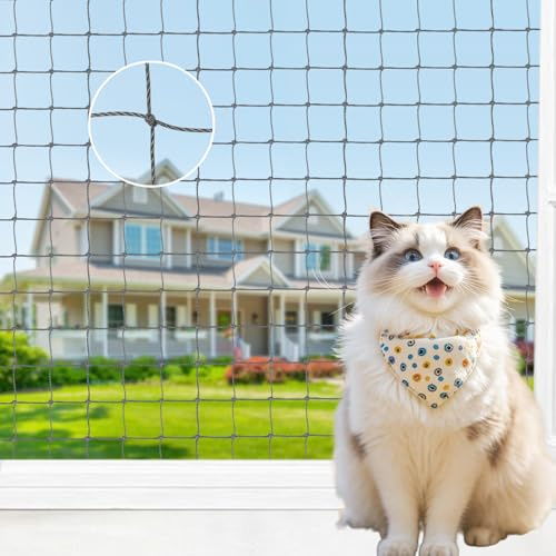 YedZen Katzennetz für Balkon, 3x6m Katzennetz Drahtverstärkt mit Befestigungsseil und Zubehör, UV-Beständig Langlebig Katzenschutznetz, Balkonnetz für Fenster Terrasse