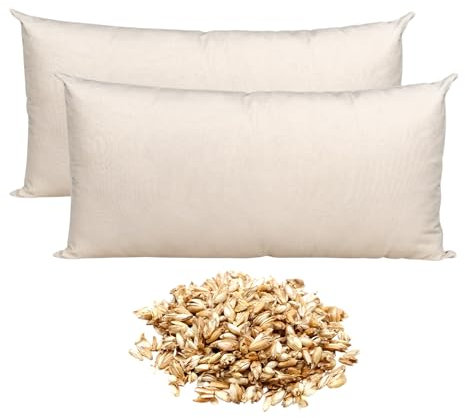 Yogimudra Bio-Dinkelspelzkissen 40x80 cm – Naturkissen mit 100 % Bio-Baumwollbezug & Reißverschluss – Ergonomisch, Atmungsaktiv, Vegan & Nachhaltig – Handgefertigt & Nachfüllbar – Nur mit Inlet