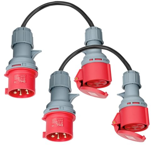 GOEDCH Adaptateur CEE: Adaptateur de Courant Robuste 32A à 16A, Câble Adaptateur CEE, Couplage CEE 5 Broches, Adaptateur Secteur Polyvalent, Distributeur de Courant Robuste pour Camping, Camping-Cars