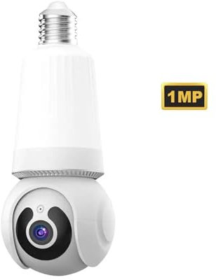 CUDTAPI Security Cameras Wireless Outdoor Indoor Bulb IP Camera Full Color Night Vision Automatic Track Smart CCTV Wireless Security Monitor With E27 Holder(1MP No Card)