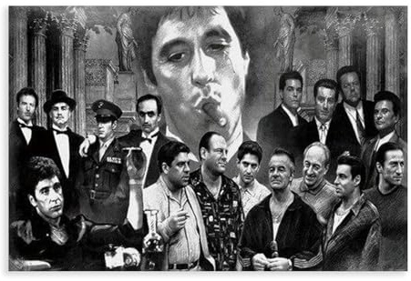 NCUDANK Leinwand-Poster, Motiv: Schwarzer Gangster-Mafia, Wandkunst, Dekordruck, Bild Gemälde für Wohnzimmer, Schlafzimmer, Dekoration, 30 x 45 cm