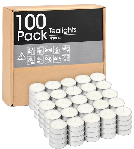 Unscented Tealight Candles - 100 Pack 4 Hours Smokeless White Small Tea Candles for Weddings,Warmer Home Decor for Home