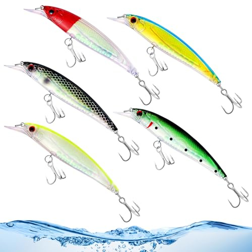 5 Stück Hecht Wobbler Set - Lebensechte Swimbait Köderfische mit 3D-Augen, Angelköder für Zander & Barsch in Süß/Salzwasser | Profi Angelzubehör Set für Raubfisch