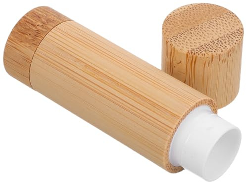HOMSFOU Tube à Lèvres Vide en Bambou Naturel 5g, Conteneur Rechargeable pour Gloss et Cire, Format Portable en Bois Écologique, Accessoire Maquillage Femme pour Rangement et Voyage