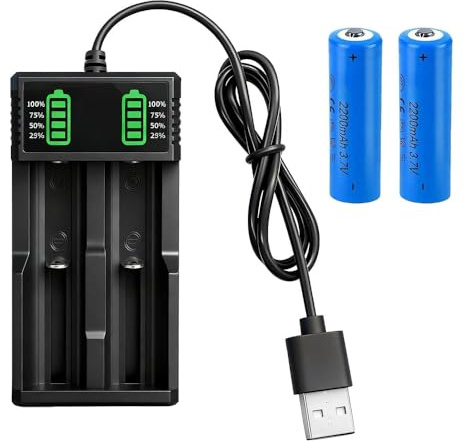 Nzkeuf 2 Pezzi 2200mAh Batterie 3.7V Ricaricabili