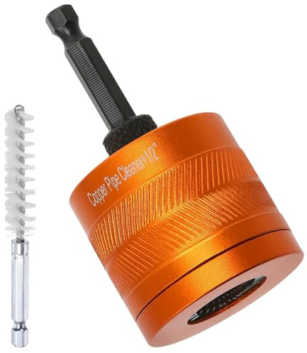 Metal Copper Pipe Cleaner Set with 15mm Hex Shank, Plumbing Tools Pipe Cleaner Drill for Cleaning Rust, Stains, Paint on Copper Pipes and Various Metal Pipes (Orange)