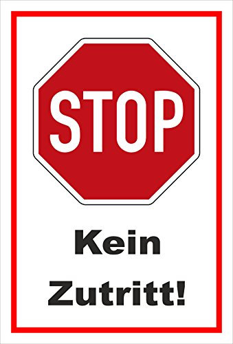 Melis-Folienwerkstatt Schild - Stop - Halt - Kein Zutritt – 30x20cm mit Bohrlöchern | stabile 3mm Starke PVC Hartschaumplatte – S00357-002-B +++ in 20 Varianten erhältlich