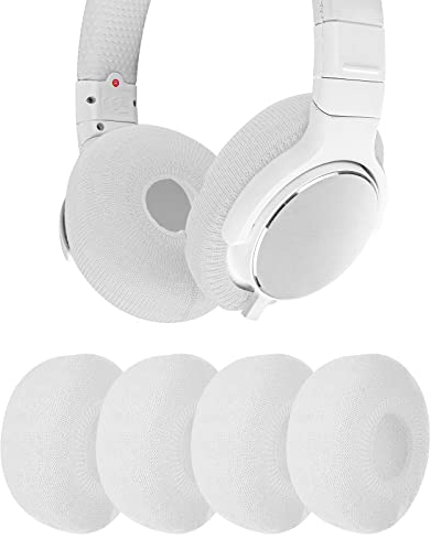 Geekria 2 Pairs Flex Fabric Headphones Ear Covers (Product Safety Certified), Washable & Stretchable Protectors for Over-Ear Headsets, Sweat-Resistant (Size S/White)