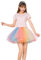 Karnevalskostüme Damen Regenbogen Tüllrock Rock Tütü(MEHRWEG), Regenbogen-3, S-L