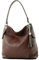 modamoda de T185 Damen Leder Schultertasche Handtasche handmade in Italy, Farbe:Schokoladenbraun