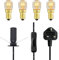Salt Lamp Replacement Light Fitting with Button + 4 Units of 15 Watt E14 Incandescent Oven Bulb. Black Power Cord Cable Comes with Certified E14 Bulb Holder, Button and British Standard Plug