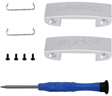 Aiivioll Replacement Headband Metal Folding Hinge Clip Cover Pin Repair Parts Set Compatible with Studio 3 Studio 3.0 Wireless Over-Ear Headphones (Silver)