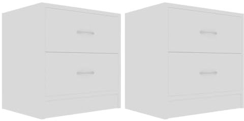 vidaXL 2X Nachttisch mit 2 Schubladen Nachtschrank Nachtkommode Nachtkonsole Schlafzimmer Kommode Schrank Nachtschränkchen Weiß 40x30x40cm Holzwerkstoff