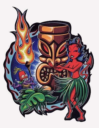 Sticker-Designs 10cm! Klebe-Folie Wetterfest Made-IN-Germany: Luau Awesome Tiki Hula Dancer Devil Teufel Girl Hawaii SURF Decal! E600 UV Waschanlagenfest Auto-Aufkleber Profi-Qualität!