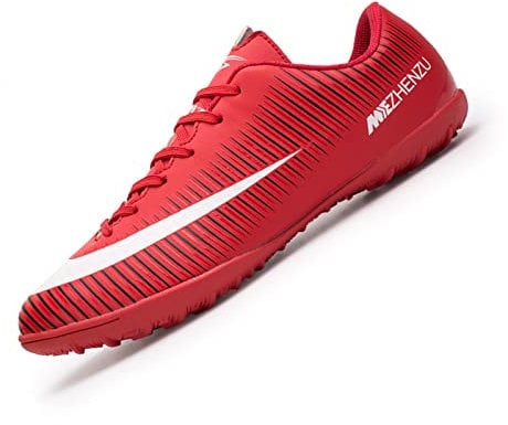 Football Boots Professional Soccer Shoes for Men Ladies and Youth Boys Girls Turf Trainers Lace Up Red