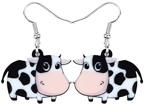 DOWAY Acryl-Charm, niedliche Cartoon-Milchkuh-Ohrringe, Tropfenbaumel, Schmuck, Bauernhof-Dekoration für Frauen und Mädchen, lustiges Partygeschenk