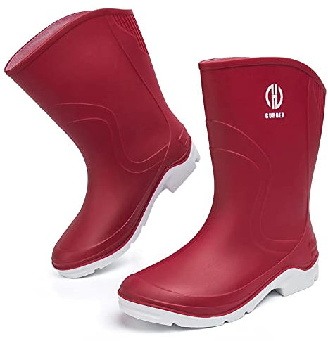 GURGER Bottes de Pluie Femme Bottes Caoutchouc Imperméables Wellington Boots Bottines Jardin Antidérapant Rose 36 EU
