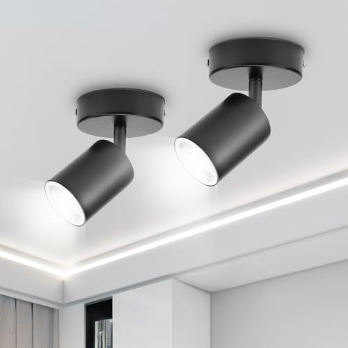 TaFiCo GU10 Deckenstrahler LED 2 * 1 Flammig - Deckenleuchte Strahler Schwarz Schwenkbar - Wandspot Innen für Küche Wohnzimmer Schlafzimmer Flur (Leuchtmittel Nicht Inklusive)