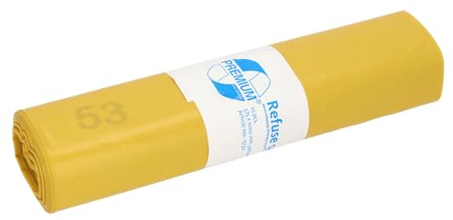 DENIOS - Müllbeutel aus Polyethylen (PE), 70 Liter, Stärke 40 µ, 250 Stück, gelb