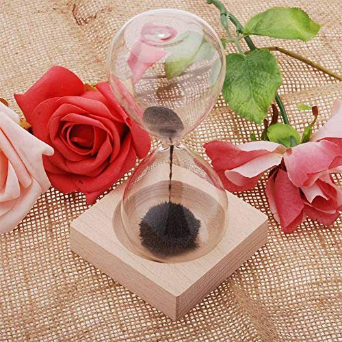 3D Paysage Sablier en Verre Sable magnétique de Bureau avec Base en Bois pour décoration de la Maison,Sablier Magnétique,Sablier, Cadeau d'ornement, Sablier Décoration de sablier Sable Ornement