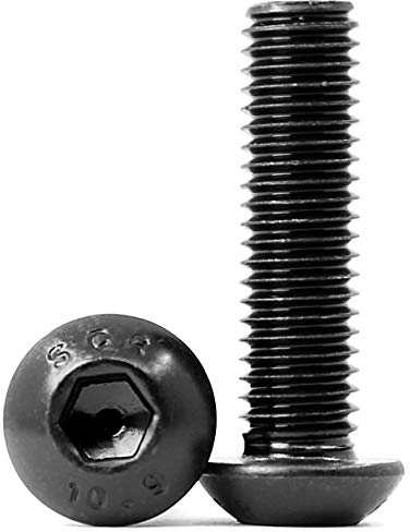 (40 pezzi) - Viti a testa bombata M5 x 40 mm, con esagono incassato 10,9 gradi, in acciaio al carbonio, filettatura completa nera