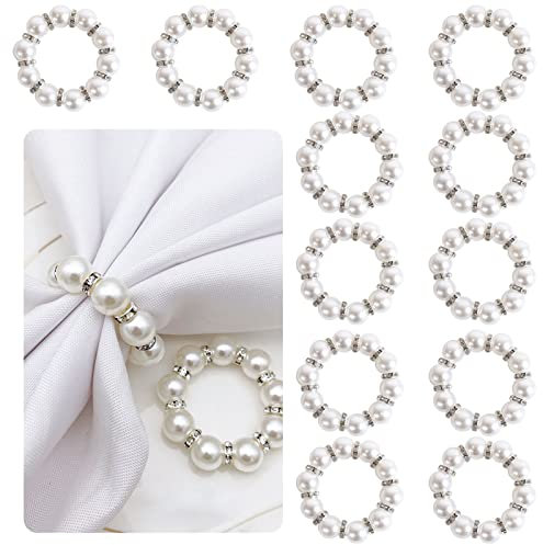 12er-Pack Perle Serviettenschnalle Bling Strass Diamant Serviettenringe zum Hochzeit Geburtstag Party