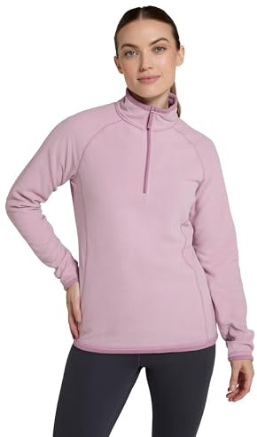 Mountain Warehouse Montana Womens Microfleece - Breathable Ladies Sweater, Quick Drying Pullover, Warm Fleece Jacket, Half Zip - For Spring Summer, Travelling, Outdoors Dark Pink Women's Size 14