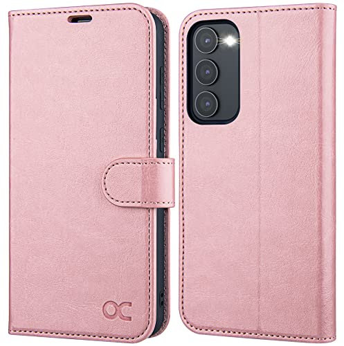 OCASE Coque Samsung Galaxy S23, Antichoc TPU Housse Samsung S23 5G Cuir PU Portefeuille Etui [RFID Blocage] [Fentes pour Cartes] [Fermoir Magnétique] Coque pour Galaxy S23 (6,1 Pouces) - Rose