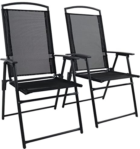 VCM 2er Set Gartenstuhl | Stuhl-Maße ca. H. 105 x B. 61 x T. 56 cm | Hochlehner | gespanntes Netzgewebe garantiert bequemes Sitzen | Alu Hochlehner Balkonstuhl