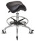 Staboos Rollhocker bis 160 kg - Premium Sattel Sitz mit Neigung, Lehne und Bremse - Praxishocker (Premium Rollen und Fußstütze) Drehhocker höhenverstellbar (55 cm bis 75 cm)